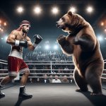 Man fighting a bear in a boxing match