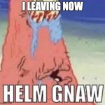 Bye people I won’t miss (Most of you) | I LEAVING NOW | image tagged in helm gnaw | made w/ Imgflip meme maker