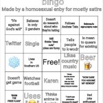 Partially satirical Homophobe/Transphobe bingo