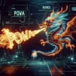 dragon fire, "POWA" and "RUNES" words flaming