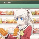 Anime girl upset by fruit GIF Template