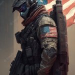 Cyberpunk American soldier