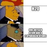Water | WATER; H2O; ONE OXYGEN ATOM AND A 2 HYDROGEN ATOMS; WOTER | image tagged in memes,funny,idk | made w/ Imgflip meme maker