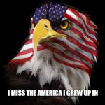 America | I MISS THE AMERICA I GREW UP IN | image tagged in flag faced american eagle | made w/ Imgflip meme maker