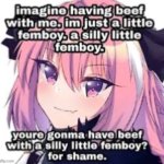 imagine having beef with a silly little femboy