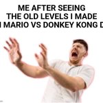 They suck so badly | ME AFTER SEEING THE OLD LEVELS I MADE IN MARIO VS DONKEY KONG DS | image tagged in he left all caps on,mario vs donkey kong,mario | made w/ Imgflip meme maker
