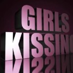 Girls kissing 3d text