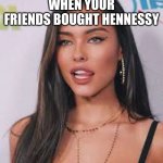 Try Not To Laugh (Easy) | WHEN YOUR FRIENDS BOUGHT HENNESSY | image tagged in madison beer | made w/ Imgflip meme maker