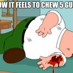 Death pose | HOW IT FEELS TO CHEW 5 GUM: | image tagged in death pose | made w/ Imgflip meme maker