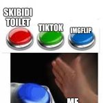 True Story | SKIBIDI TOILET; TIKTOK; IMGFLIP; ME | image tagged in red green blue buttons | made w/ Imgflip meme maker