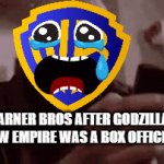 uh oh looks like warner bros has another box office bomb better start thinking about selling the studio davey | WARNER BROS AFTER GODZILLA X KONG NEW EMPIRE WAS A BOX OFFICE FAILURE | image tagged in gifs,warner bros discovery,prediction,box office bomb | made w/ Imgflip video-to-gif maker