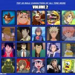 top 20 favorite male characters volume 2 | image tagged in top 20 favorite male characters volume 2,favorites,male,anime,nintendo,video games | made w/ Imgflip meme maker