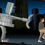 Robot chasing guy meme