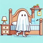 Funny bedsheet ghost walking in to bedroom with legs