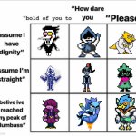 Deltarune/Undertale Alignment Chart | image tagged in bold of you to assume chart | made w/ Imgflip meme maker