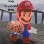 Mario holding brain