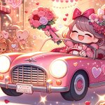Gacha girl and pink car template