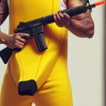 guy in banana costume having a gun