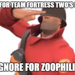 Tf2 soldier salute | UPVOTE FOR TEAM FORTRESS TWO'S SOLDIER; IGNORE FOR ZOOPHILIA | image tagged in tf2 soldier salute | made w/ Imgflip meme maker