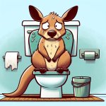 kangroo on the toilet with diarrhea