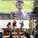 skeleton meme/classroom