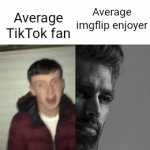 Heheheha | Average imgflip enjoyer; Average TikTok fan | image tagged in gifs,tiktok,imgflip,lol,memes,funny | made w/ Imgflip video-to-gif maker