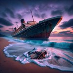 titanic crash beach