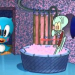 Flicky drops by Squidward's house | image tagged in who dropped by squidward's house,sonic the hedgehog | made w/ Imgflip meme maker