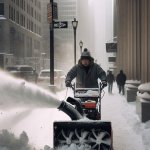 Man Clearing NYC Snow With Snowblower