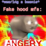 "WHO DO U THINK U ARE WEARING A BEANIE U AINT GANGSTER" Shut the hell up bro its just fashion.. Kids nowadays... | some guy in school: *wearing a beanie*; Fake hood mfs: | image tagged in surreal angery,fun,funny,memes,school,fashion | made w/ Imgflip meme maker