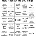 How Russian are you bingo meme