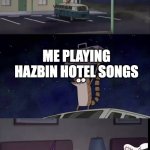 What? It's technically Christian music. | ME PLAYING HAZBIN HOTEL SONGS; PEOPLE AT CHURCH | image tagged in regular show rigby boombox,hazbin hotel,religion | made w/ Imgflip meme maker
