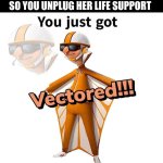 ha | GRANDMA UNPLUGS YOUR PHONE SO YOU UNPLUG HER LIFE SUPPORT | image tagged in you just got vectored | made w/ Imgflip meme maker