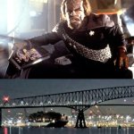 Worf Commanding Ship Baltimore Bridge Collision Template meme