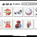 top 10 worst pokemon of all time meme