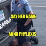 george floyd | SAY HER NAME; ANNA PHYLAXIS | image tagged in george floyd,george kirby,shock,say her name,almost politically correct redneck red neck,baltimore riots | made w/ Imgflip meme maker