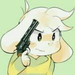 Asriel holding gun