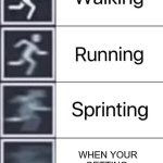 SPEEDRUN M0DE ACTIVATED | WHEN YOUR GETTING  CHASED WITH A BELT | image tagged in walking running sprinting | made w/ Imgflip meme maker