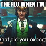don't go to Germany kids | ME GETTING THE FLU WHEN I'M IN GERMANY | image tagged in what did you expect | made w/ Imgflip meme maker