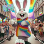 Easter Bunny in a Pride Parade