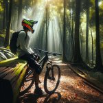 mountain biker sitting on a log meme