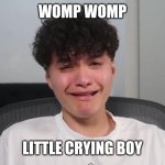 Sad little boy | WOMP WOMP; LITTLE CRYING BOY | image tagged in jarvis cry baby,memes,crying,woman yelling at cat,cats,food | made w/ Imgflip meme maker