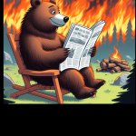 A grizzly bear called Bob reading a newspaper