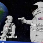 Purple guy spewing