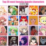 top 20 favorite female characters volume 2 meme