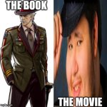 The book/The movie | THE BOOK; THE MOVIE | image tagged in how they picture it/how it actually is | made w/ Imgflip meme maker