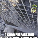 urban climbers be like | URBAN CLIMBING; A GOOD PREPARATION FOR A ZOMBIE-APOCALYPSE | image tagged in alain robert,urban climbing,lattice climbing,funny,klettern,meme | made w/ Imgflip meme maker