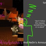 Ne0n and Aulora's Announcement Template meme