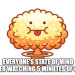 Doomsday funny | EVERYONE'S STATE OF MIND AFTER WATCHING 5 MINUTES OF CNN | image tagged in nuke cloud,news | made w/ Imgflip meme maker