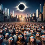 Crowd Watching Solar Eclipse Over Manhattan